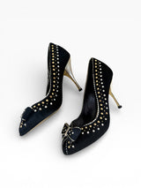 El Dantès Couture Studded Pony Hair Bow Pumps