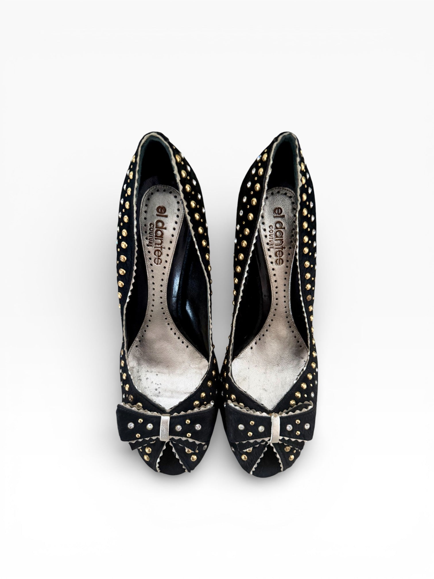 El Dantès Couture Studded Pony Hair Bow Pumps