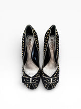 El Dantès Couture Studded Pony Hair Bow Pumps