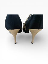 El Dantès Couture Studded Pony Hair Bow Pumps