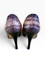 Manolo Blahnik Snakeskin Brogue Pointed Toe Pumps