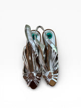 Rocawear Silver & Bronze Braided Wedge Sandals