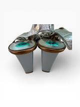 Rocawear Silver & Bronze Braided Wedge Sandals