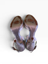 Ralph Lauren Collection White Lizard-Embossed Bow Slingback Sandals