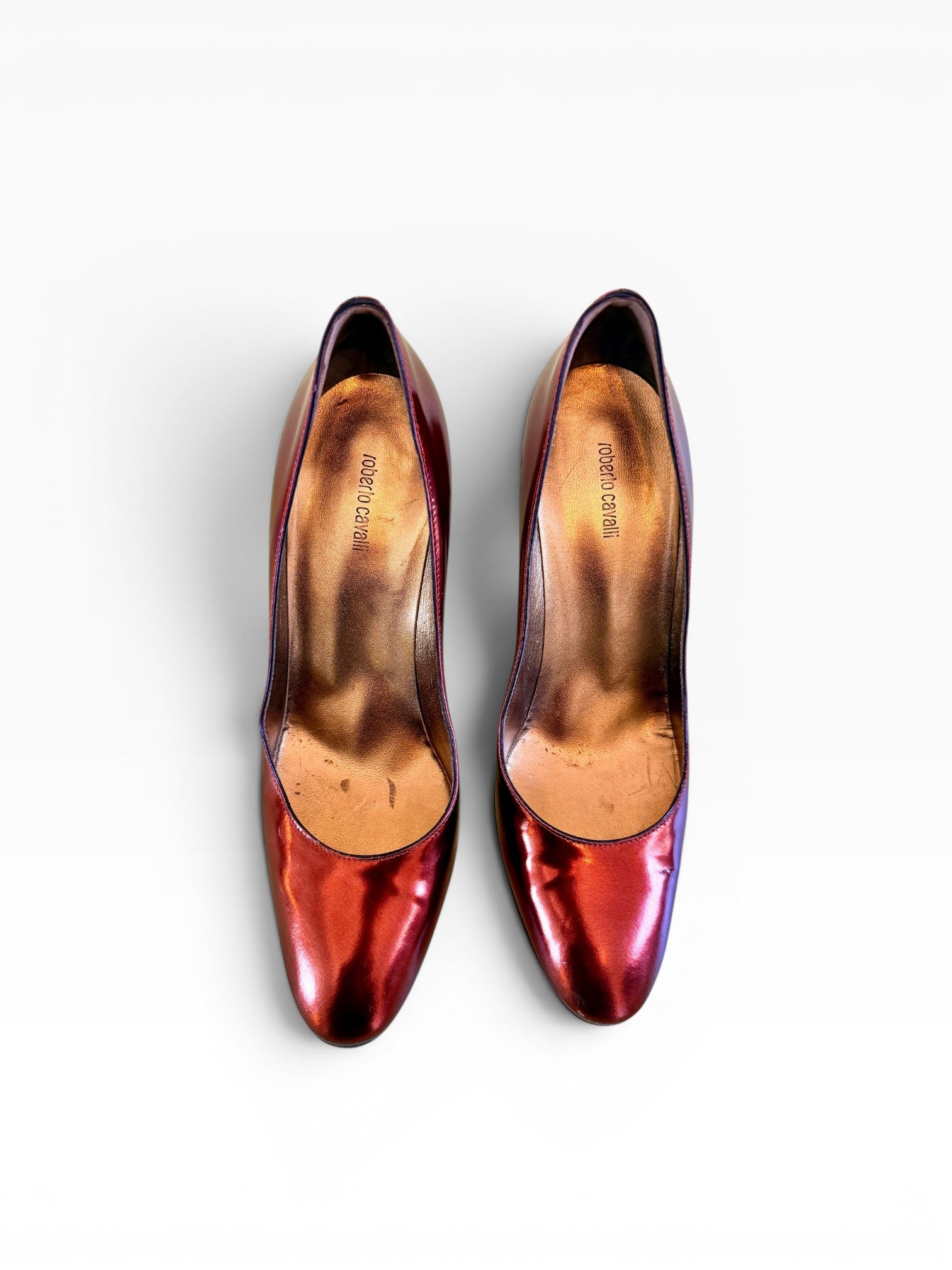 Roberto Cavalli Metallic Red Patent Leather Pumps