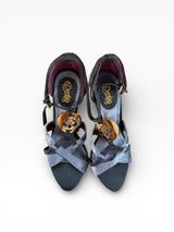 House of Deréon Velvet & Gold Medallion Strappy Heels