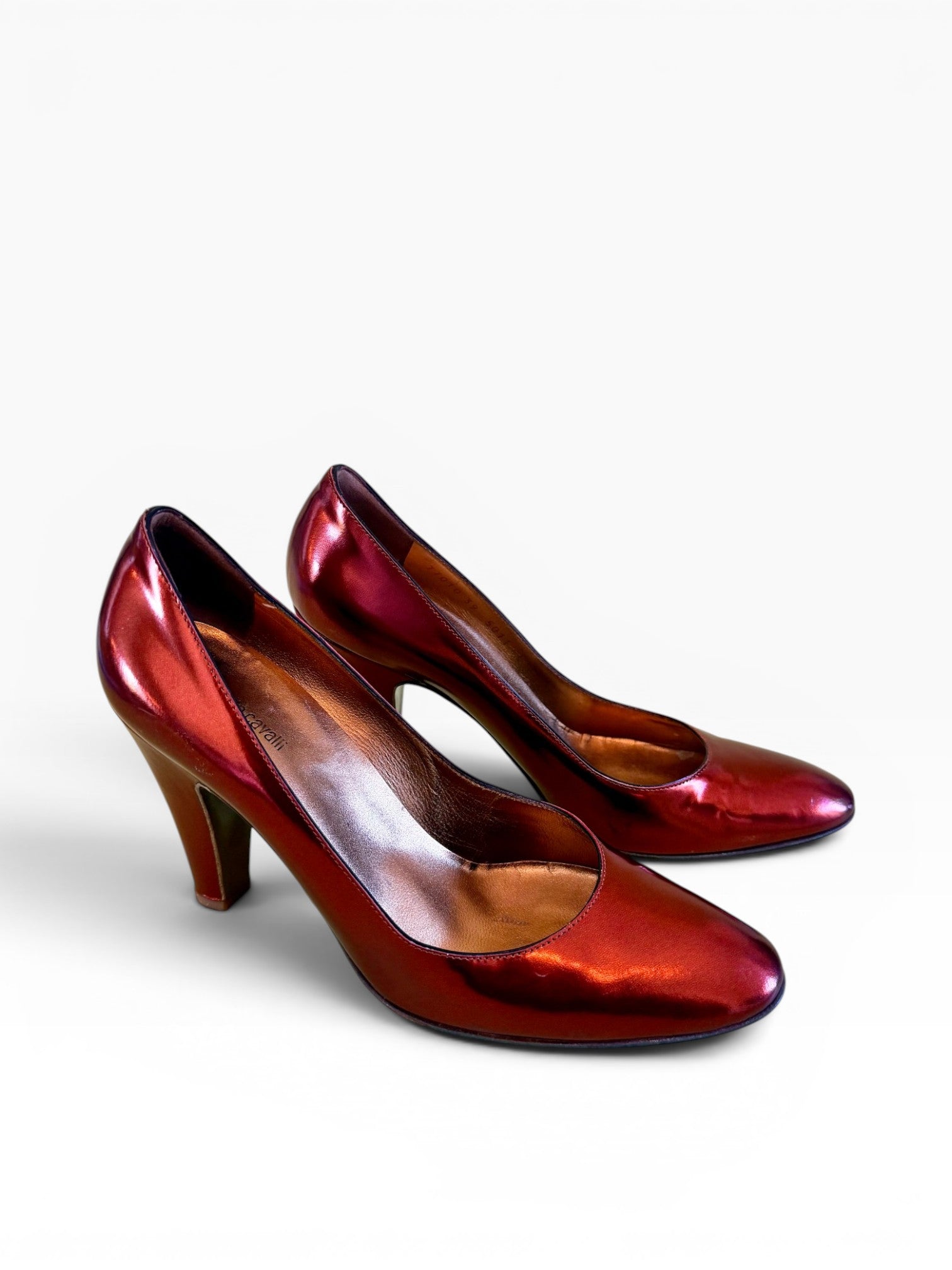 Roberto Cavalli Metallic Red Patent Leather Pumps