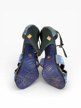 House of Deréon Velvet & Gold Medallion Strappy Heels