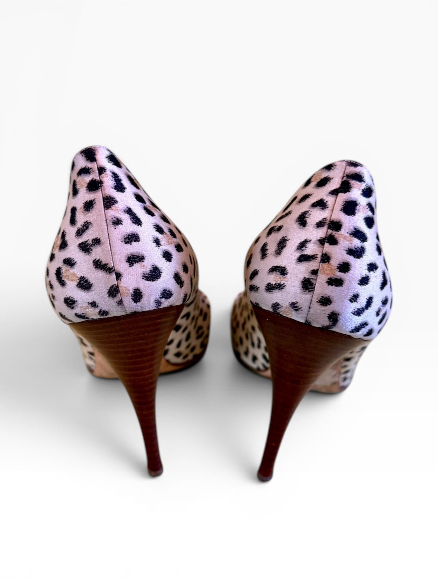Roberto Cavalli Tan Leopard Suede Pumps