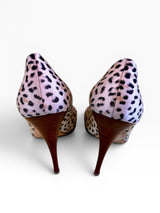 Roberto Cavalli Tan Leopard Suede Pumps