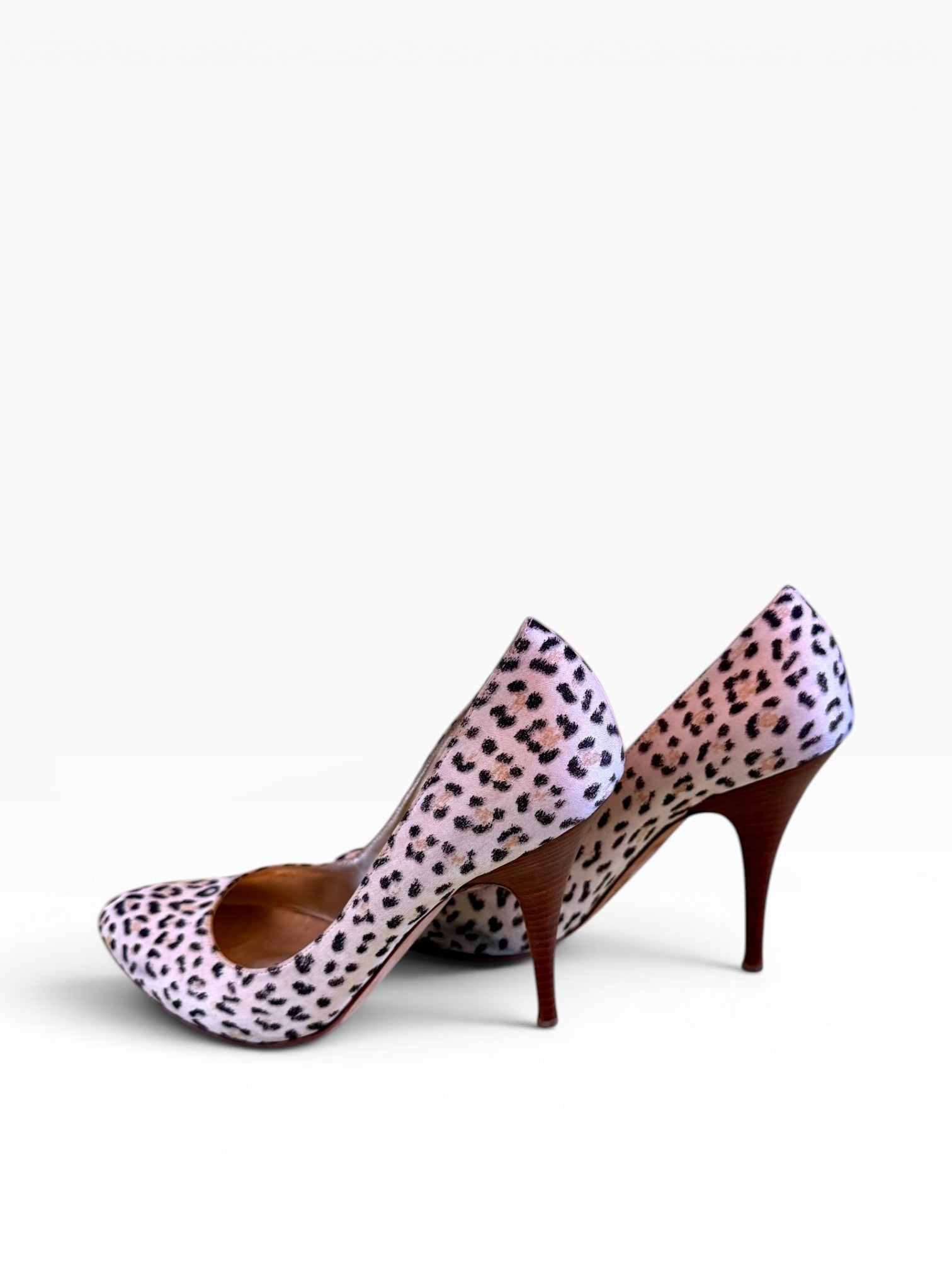 Roberto Cavalli Tan Leopard Suede Pumps