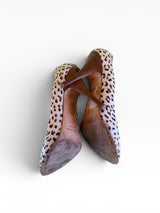 Roberto Cavalli Tan Leopard Suede Pumps