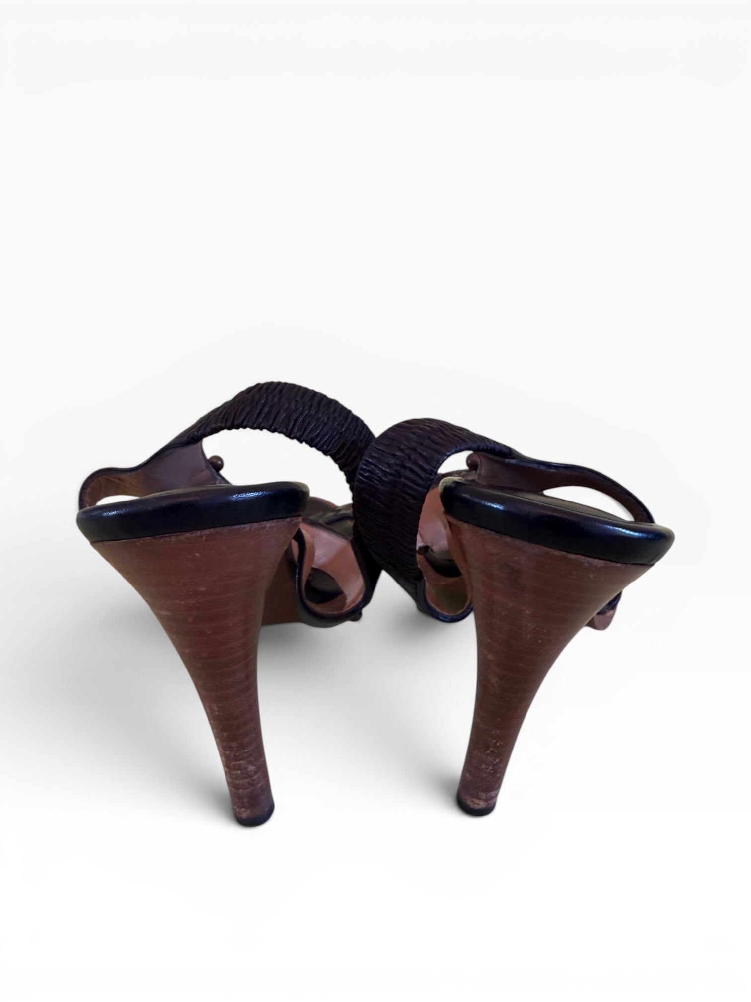 Bottega Veneta Intrecciato T-Strap Heeled Sandals