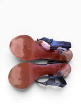 Bottega Veneta Intrecciato T-Strap Heeled Sandals