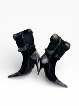 El Dantès Python & Fur Crystal Ankle Boots