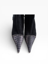 El Dantès Python & Fur Crystal Ankle Boots