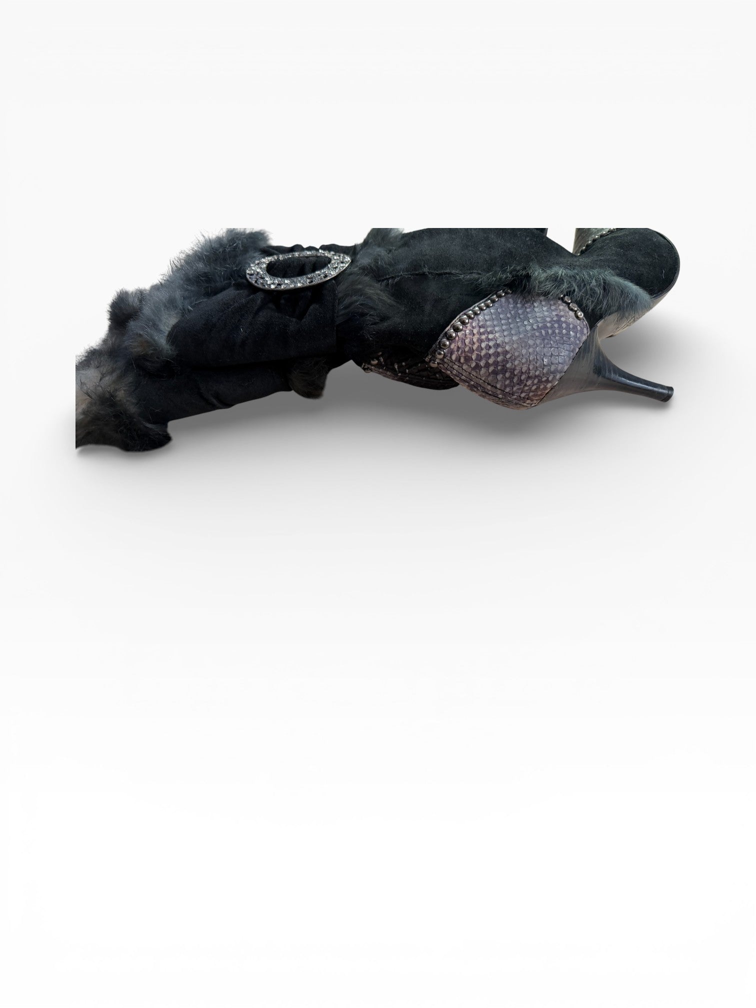 El Dantès Python & Fur Crystal Ankle Boots