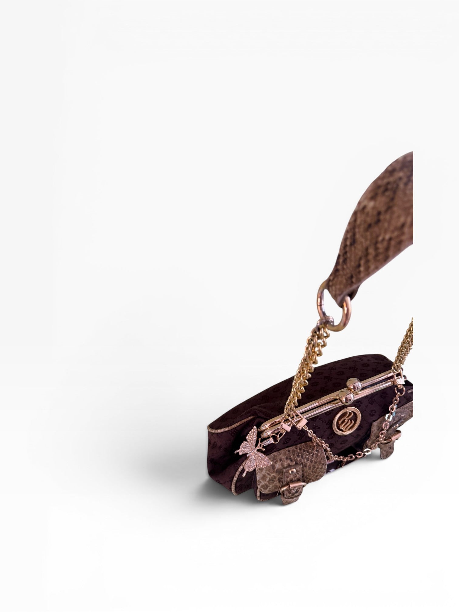 Rocawear Archive Monogram Python Butterfly Chain Shoulder Bag