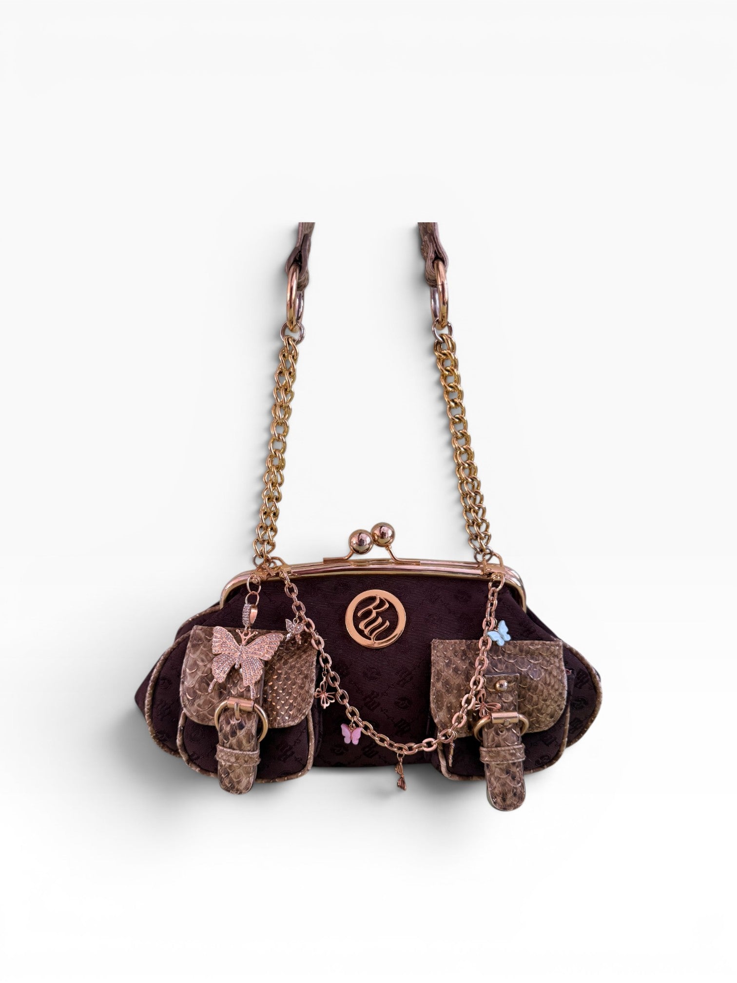 Rocawear Archive Monogram Python Butterfly Chain Shoulder Bag