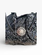 Baby Phat Woven Leather Crystal Medallion Tote