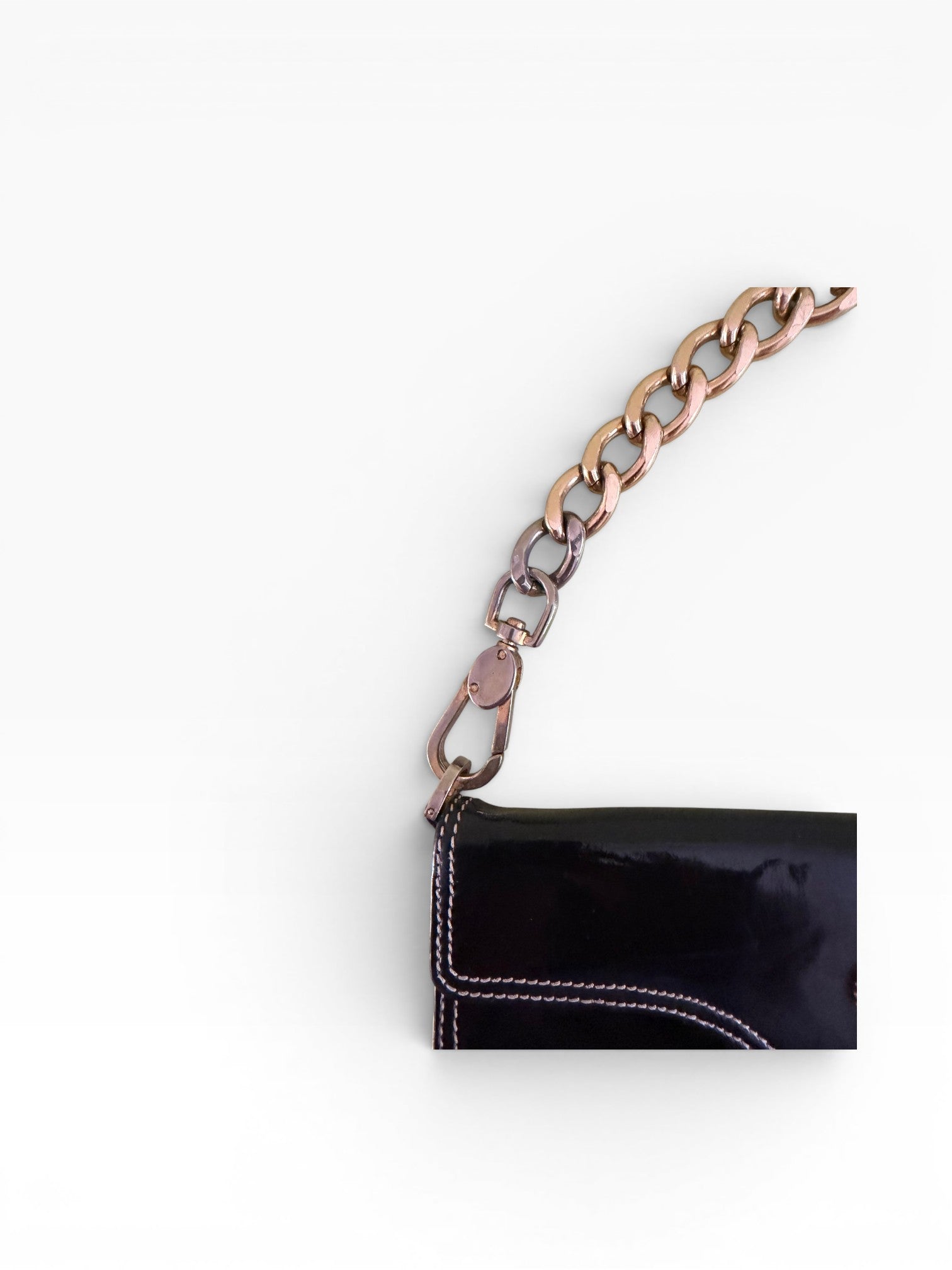 Roberto Cavalli Patent Leather Crest Medallion Chain Shoulder Bag