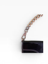 Roberto Cavalli Patent Leather Crest Medallion Chain Shoulder Bag