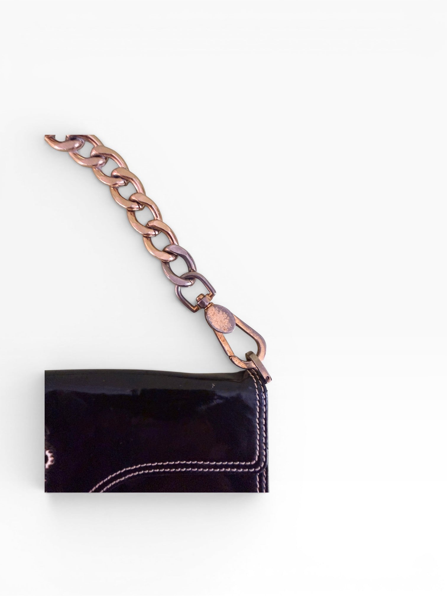 Roberto Cavalli Patent Leather Crest Medallion Chain Shoulder Bag