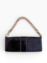 Roberto Cavalli Patent Leather Crest Medallion Chain Shoulder Bag