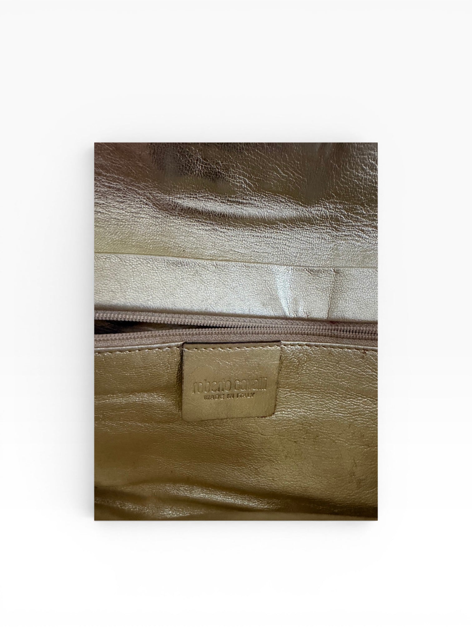Roberto Cavalli Patent Leather Crest Medallion Chain Shoulder Bag