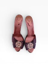 Vicini by Giuseppe Zanotti Crystal Satin Mules & Matching Chain Clutch Set