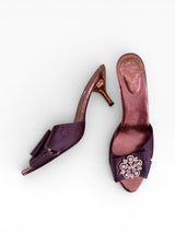 Vicini by Giuseppe Zanotti Crystal Satin Mules & Matching Chain Clutch Set