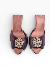 Vicini by Giuseppe Zanotti Crystal Satin Mules & Matching Chain Clutch Set