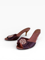 Vicini by Giuseppe Zanotti Crystal Satin Mules & Matching Chain Clutch Set