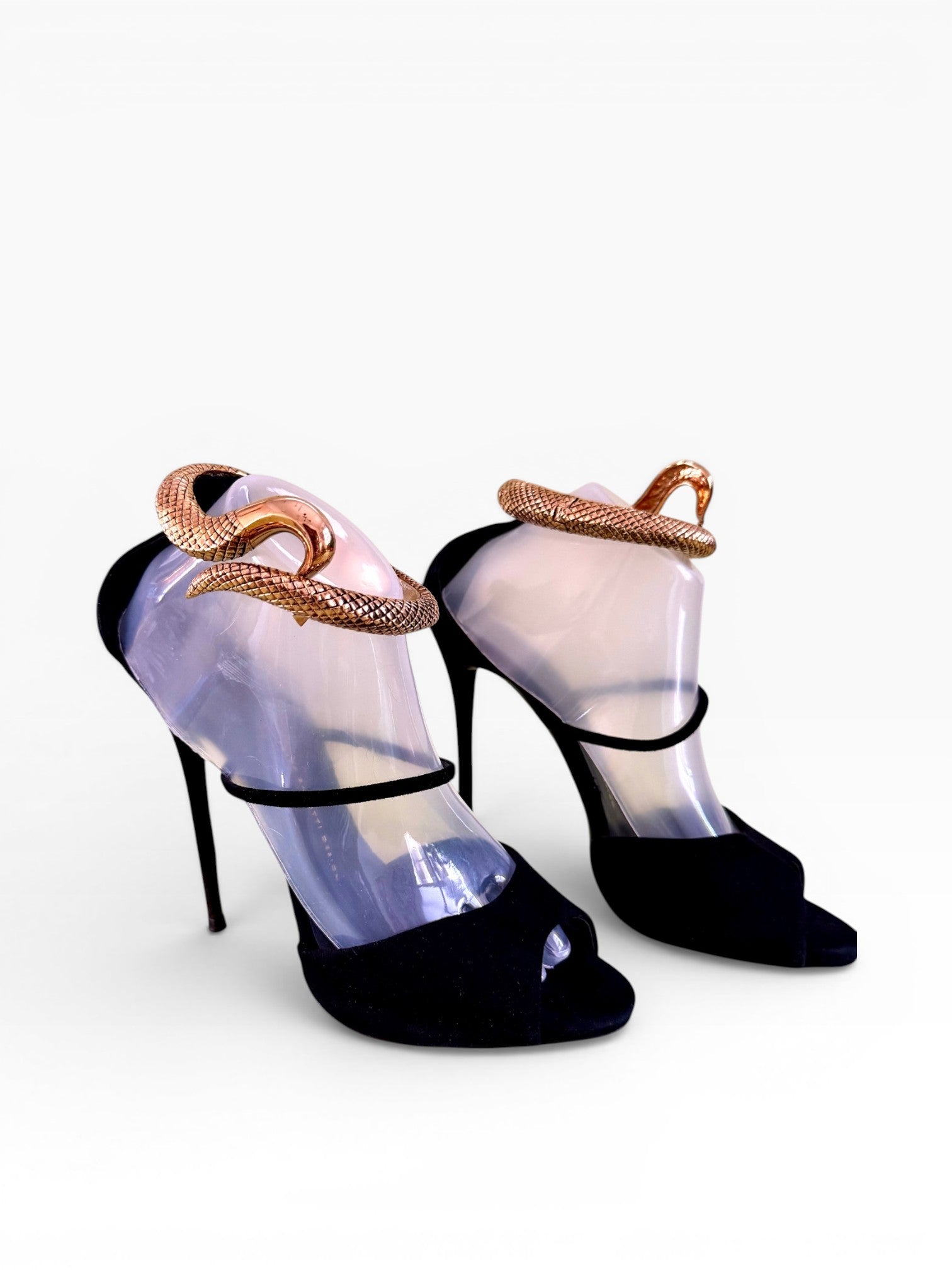 Giuseppe Zanotti Snake Coil Ankle Cuff Suede Sandals