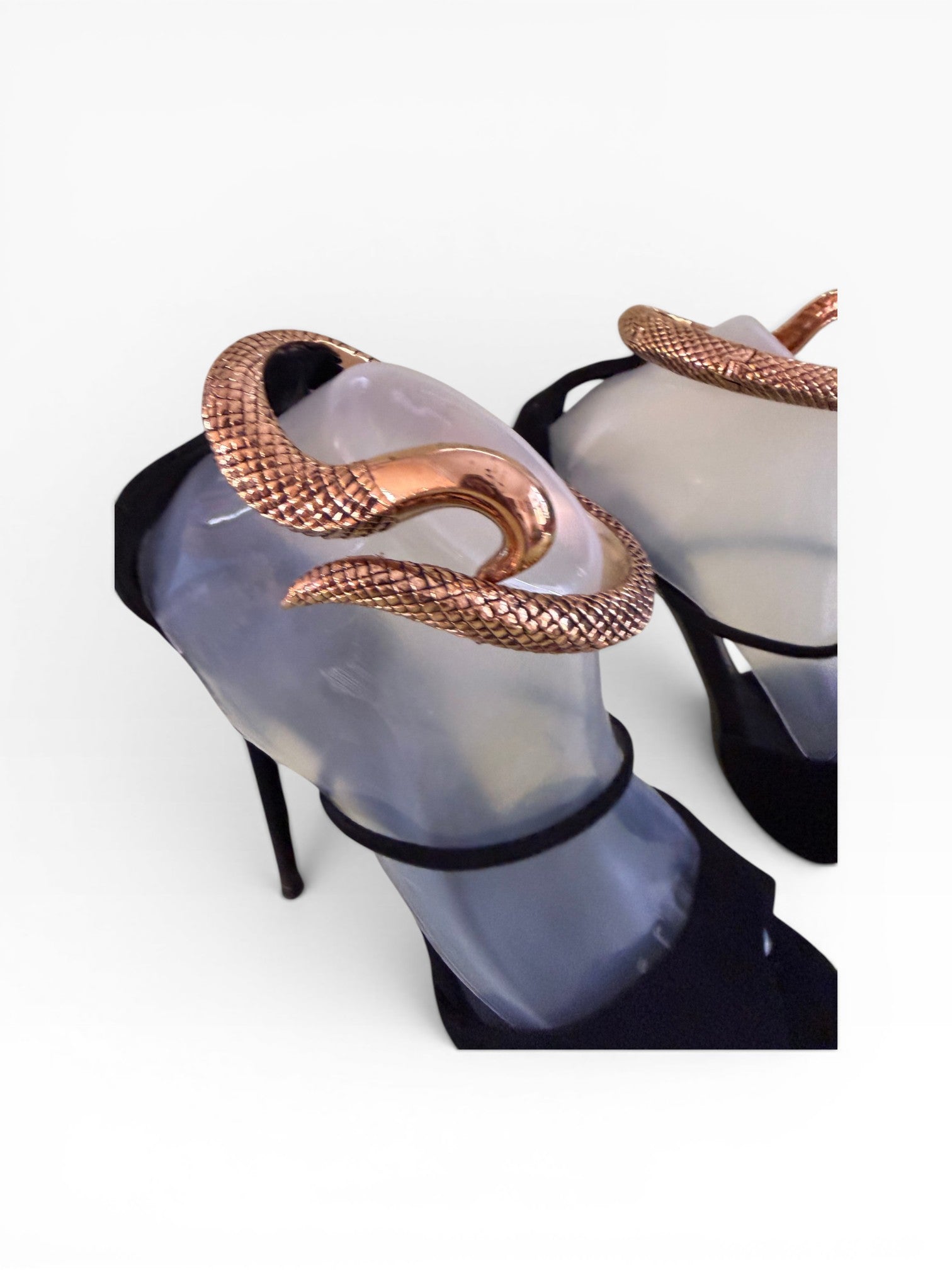 Giuseppe Zanotti Snake Coil Ankle Cuff Suede Sandals