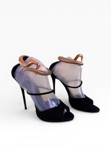 Giuseppe Zanotti Snake Coil Ankle Cuff Suede Sandals