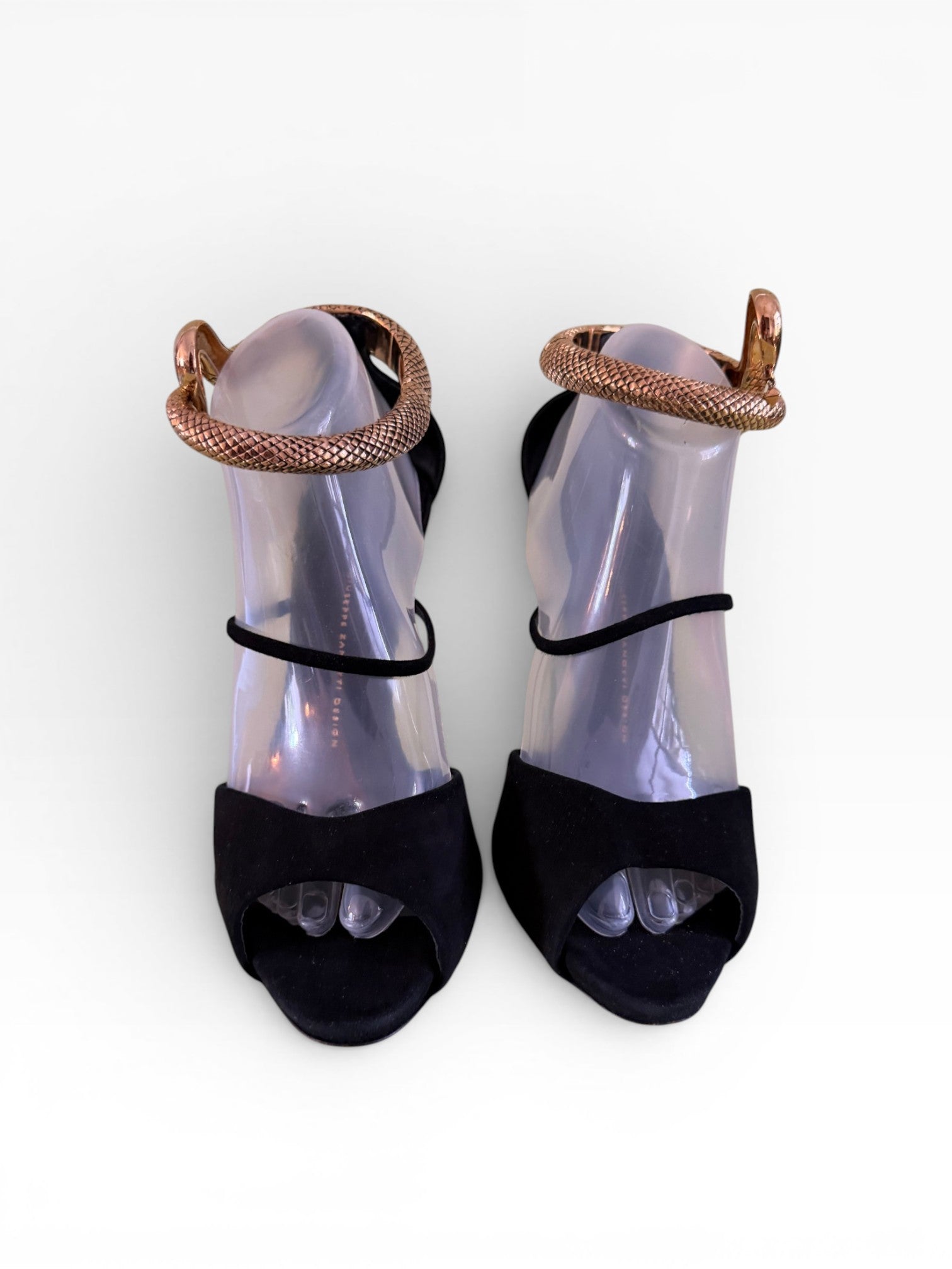 Giuseppe Zanotti Snake Coil Ankle Cuff Suede Sandals