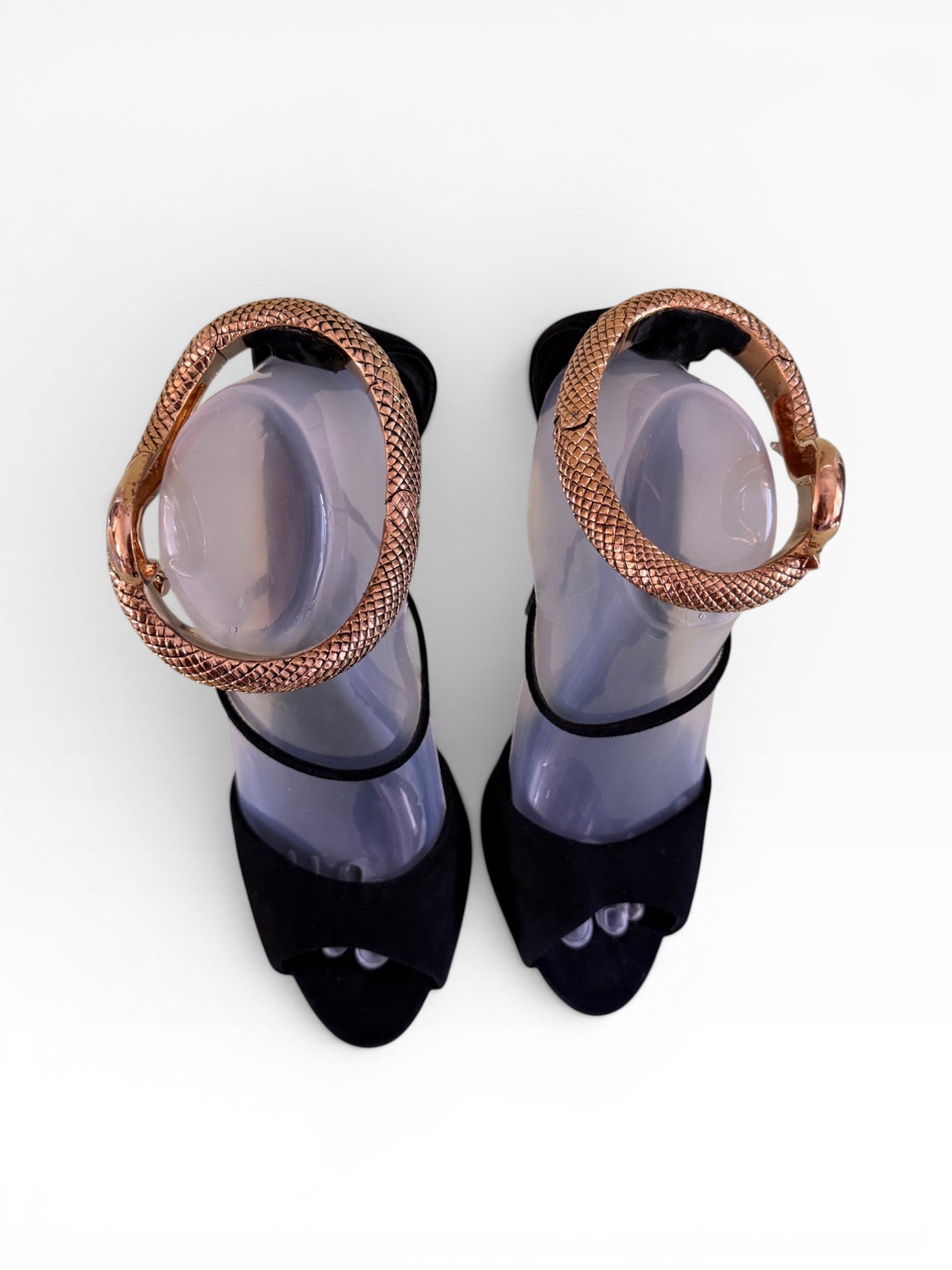 Giuseppe Zanotti Snake Coil Ankle Cuff Suede Sandals