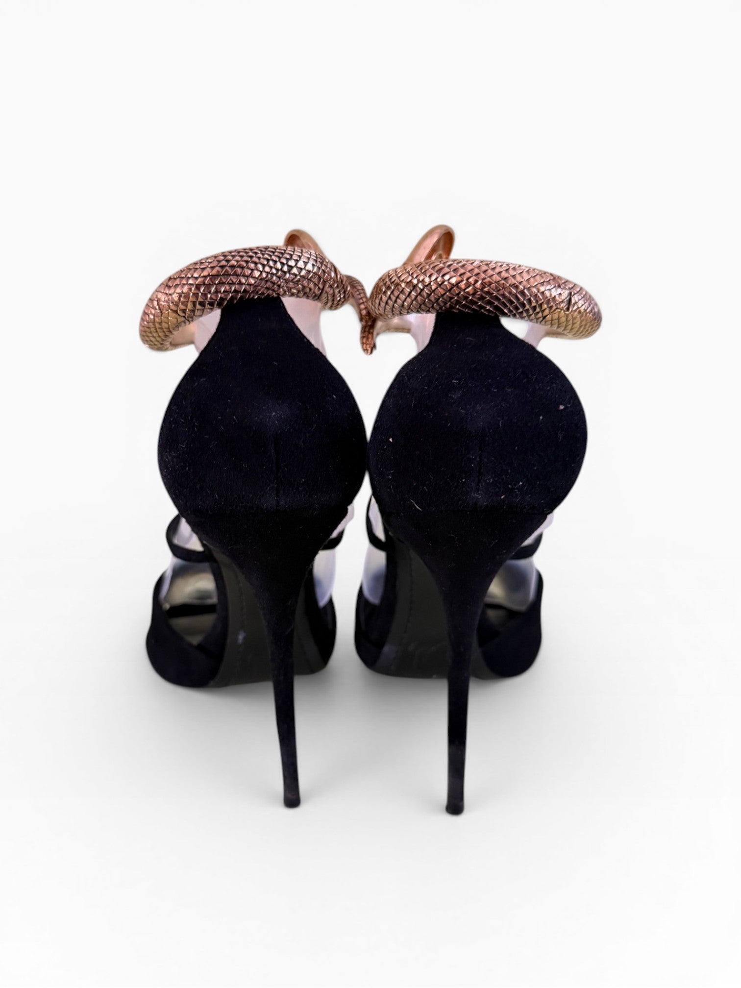 Giuseppe Zanotti Snake Coil Ankle Cuff Suede Sandals