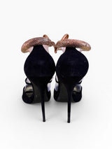 Giuseppe Zanotti Snake Coil Ankle Cuff Suede Sandals