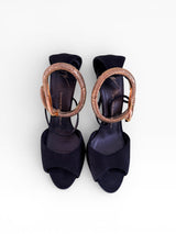 Giuseppe Zanotti Snake Coil Ankle Cuff Suede Sandals
