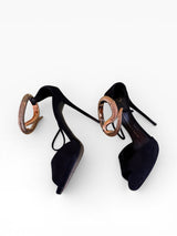 Giuseppe Zanotti Snake Coil Ankle Cuff Suede Sandals