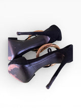 Giuseppe Zanotti Snake Coil Ankle Cuff Suede Sandals