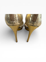 Baby Phat Gold Snakeskin Crystal Platform Heels