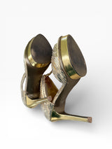 Baby Phat Gold Snakeskin Crystal Platform Heels