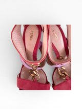 Fendi Colorblock Suede Chain Link Wedge Sandals