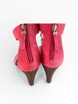 Fendi Colorblock Suede Chain Link Wedge Sandals
