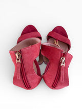 Fendi Colorblock Suede Chain Link Wedge Sandals