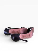 Manolo Blahnik Chevron Calf Hair & Leather Ankle Strap Sandals