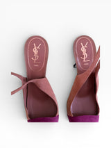 Yves Saint Laurent Colorblock Suede Platform Slingback Pumps